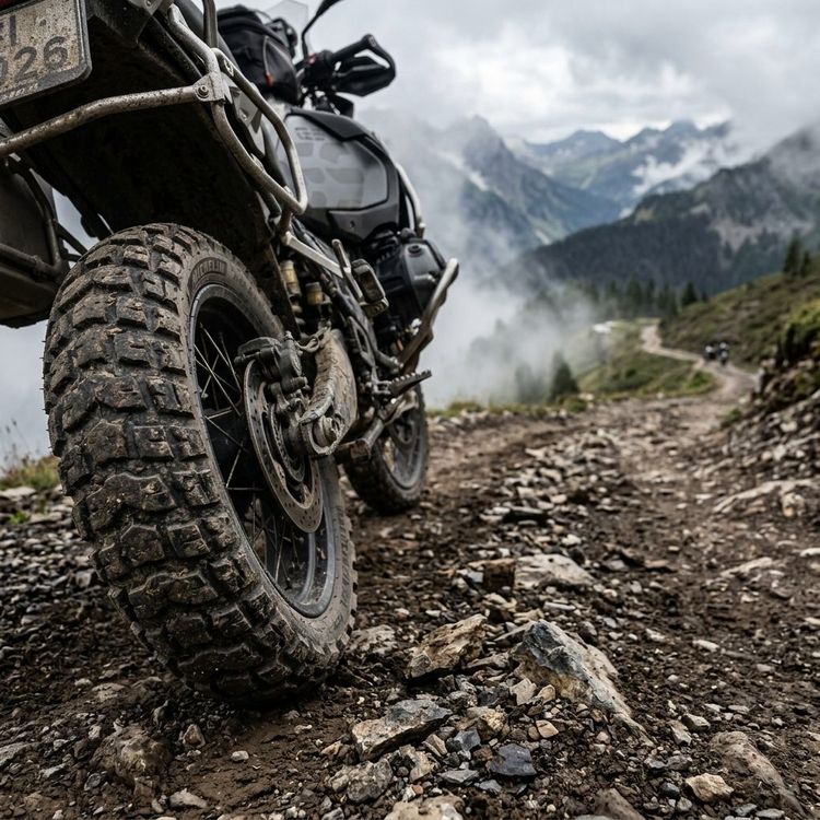 Ban motor dual purpose untuk naik gunung di jalur tanah dan bebatuan